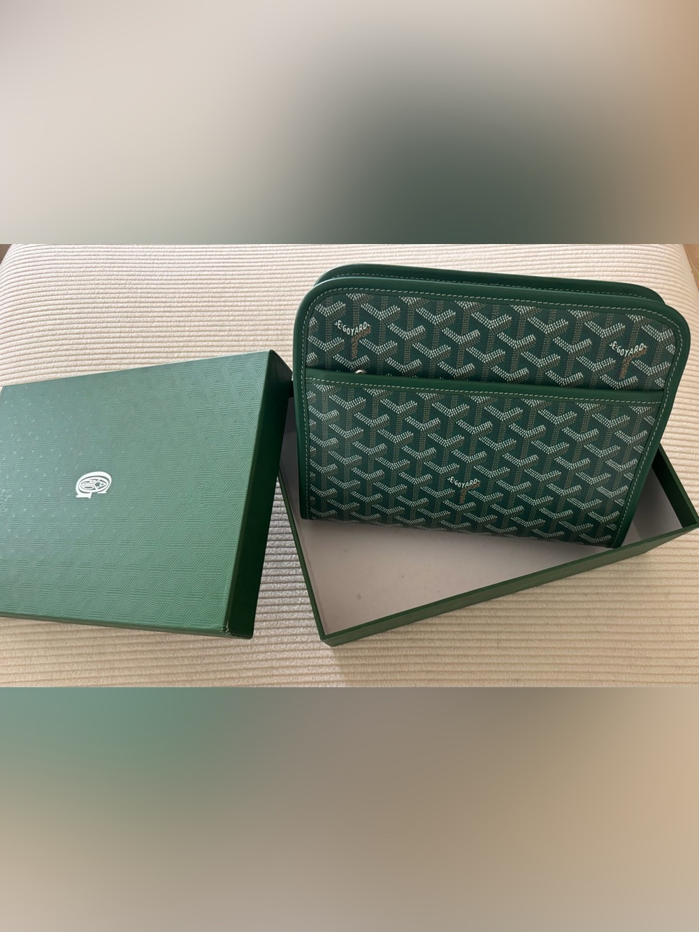 Goyard Green Goyardine Clutch/Travel Pouch